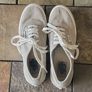 Vans Shoes, Unisex sizes M-7/W-8.5, Grayish Taupe color.